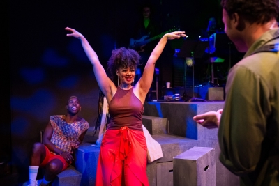 Jamal A. Shuriah, Latoya Cameron, and Carleton Bluford in PASSING STRANGE. Photo by Todd Collins